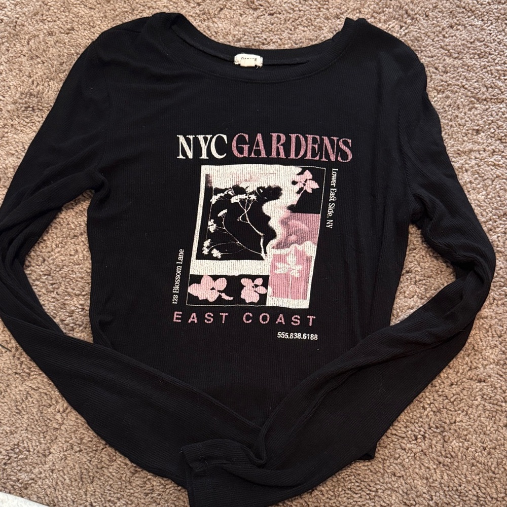 Garage Black and Pink NYC Gardens Long Sleeve Tee